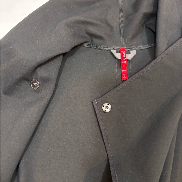 SPANX Black Drape Front Faux Leather Jacket - Picture 7 of 13